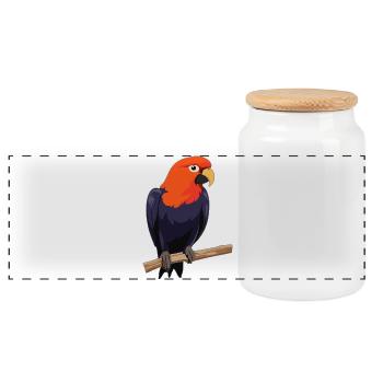 Papagei Vogel - Panorama Keksdose mit Holzdeckel - Weiß - Vorne