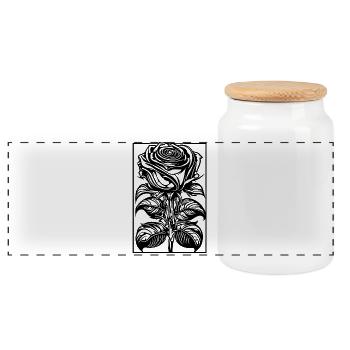 Rose romantique avec cadre - Boîte à biscuits avec couvercle en bois - blanc - Devant