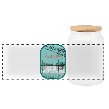 Illustration Flyacross Hamburg - Panorama Keksdose mit Holzdeckel - Weiß - Vorne