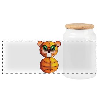 8e anniversaire - Basketball Beaver - EIGHT - Boîte à biscuits avec couvercle en bois - blanc - Devant