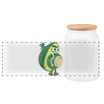 funny avocado hiking nature forest icon icon - Panoramic Cookie Jar with Wooden Lid - white - Front
