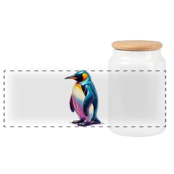 Pingouin - Boîte à biscuits avec couvercle en bois - blanc - Devant