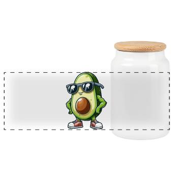 Cool Avocado avec lunettes de soleil Fitness Design - Boîte à biscuits avec couvercle en bois - blanc - Devant