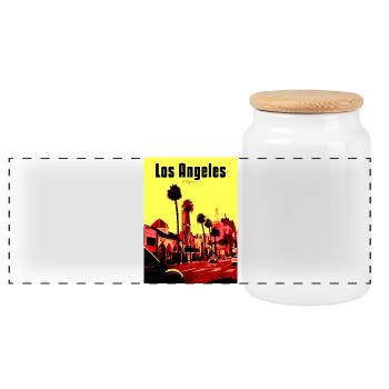 Scène de rue PopArt de Los Angeles - Boîte à biscuits avec couvercle en bois - blanc - Devant