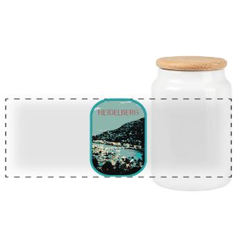 Heidelberg: Mesmerizing View of the Neckar - Panoramic Cookie Jar with Wooden Lid - white - Front
