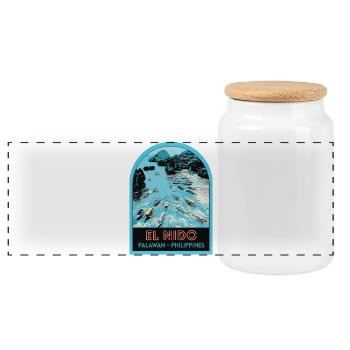 Bateaux de pêche à El Nido, Palawan, Philippines - Boîte à biscuits avec couvercle en bois - blanc - Devant