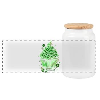 Muffin Cupcake de la Saint-Patrick - Boîte à biscuits avec couvercle en bois - blanc - Devant