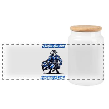 This is my pride flag Greece - Panoramic Cookie Jar with Wooden Lid - white - Front