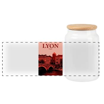 Skyline de la ville de Lyon - Boîte à biscuits avec couvercle en bois - blanc - Devant