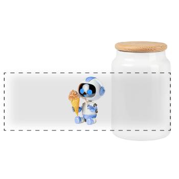 Robot Ice Cream - Panoramic Cookie Jar with Wooden Lid - white - Front
