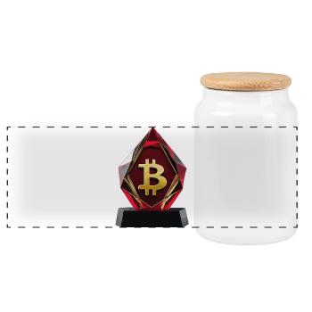 Conception de logo Bitcoin Crystal - Boîte à biscuits avec couvercle en bois - blanc - Devant