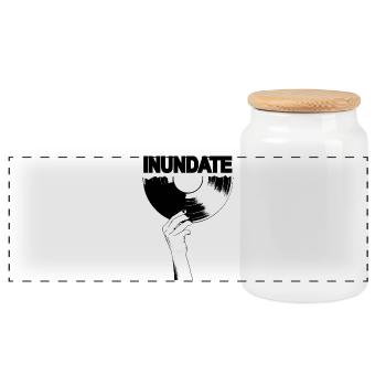 Disque vinyle noir - Boîte à biscuits avec couvercle en bois - blanc - Devant