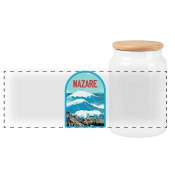Nazaré in Portugal: Surfers & Big Waves - Panoramic Cookie Jar with Wooden Lid - white - Front