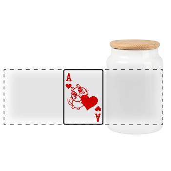Jeu de cartes Poker Heart Cat Poker Casino - Boîte à biscuits avec couvercle en bois - blanc - Devant