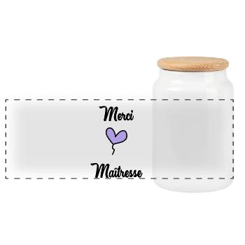THANK YOU. MISTRESS. THANK YOU MISTRESS - Panoramic Cookie Jar with Wooden Lid - white - Front