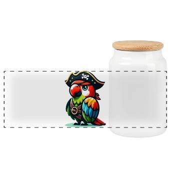 Polly la pirate : la crieuse de cape et d’épée - Boîte à biscuits avec couvercle en bois - blanc - Devant