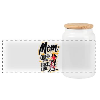 Mama Königin der Bike Lines T-Shirt - Panorama Keksdose mit Holzdeckel - Weiß - Vorne