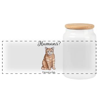 Katzen und Menschen - Panorama Keksdose mit Holzdeckel - Weiß - Vorne