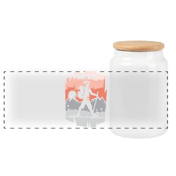 hiking hiker illustration nature mountains icon - Panoramic Cookie Jar with Wooden Lid - white - Front