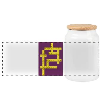 Crossword Puzzle Divers - Panoramic Cookie Jar with Wooden Lid - white - Front