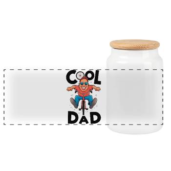 Coole Papa Radfahren Illustration - Panorama Keksdose mit Holzdeckel - Weiß - Vorne
