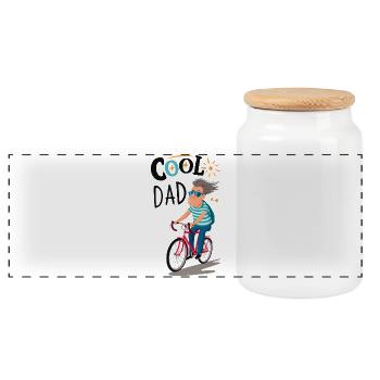 Cool Dad Radfahren - Panorama Keksdose mit Holzdeckel - Weiß - Vorne