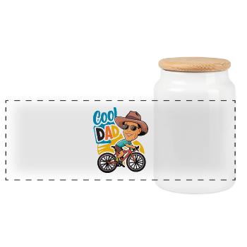 Coole Papa Radfahren Illustration - Panorama Keksdose mit Holzdeckel - Weiß - Vorne
