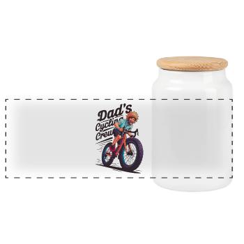 Dad's Cycling Crew Adventure Design - Panoramic Cookie Jar with Wooden Lid - white - Front