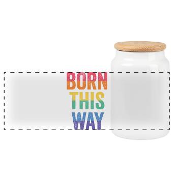 LGBT Pride Month - Born This Way - Panoramic Cookie Jar with Wooden Lid - white - Front