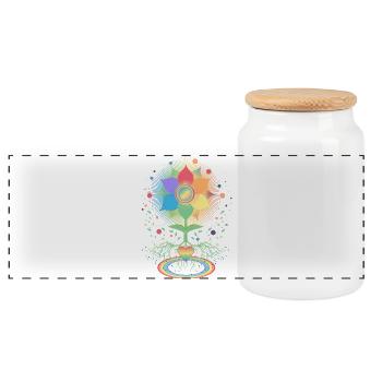 Fleur avec racine et symbole arc-en-ciel pour la fierté - Boîte à biscuits avec couvercle en bois - blanc - Devant