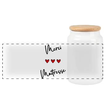 MERCI. MAÎTRESSE. MAÎTRE. MERCI MAÎTRESSE - Boîte à biscuits avec couvercle en bois - blanc - Devant
