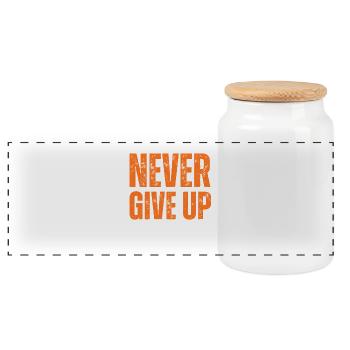 Men's T- shirt Never give up - Boîte à biscuits avec couvercle en bois - blanc - Devant