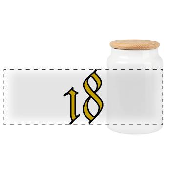 18. 18 YEARS OLD. 18th ANNIVERSARY. 18 BIRTHDAY. - Panoramic Cookie Jar with Wooden Lid - white - Front