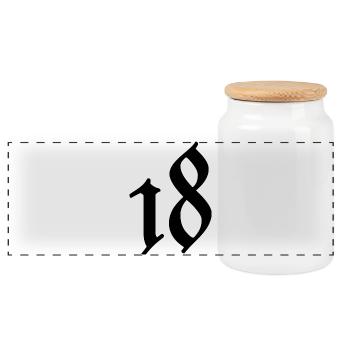 18. 18 YEARS OLD. 18th ANNIVERSARY. 18 BIRTHDAY. - Panoramic Cookie Jar with Wooden Lid - white - Front