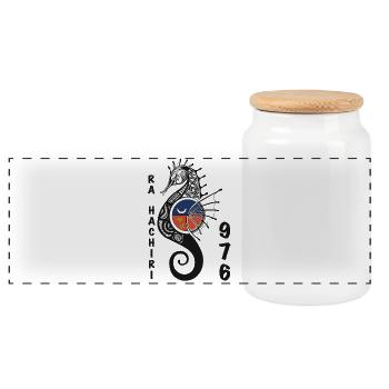 Hibiscus Seiche Turtle Illustration - Boîte à biscuits avec couvercle en bois - blanc - Devant