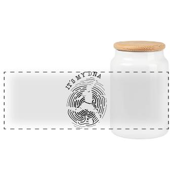 Fingerprint Football DNA Player Team Logo - Panoramic Cookie Jar with Wooden Lid - white - Front