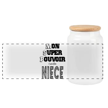 Mon Super Pouvoir Etre Nièce - Boîte à biscuits avec couvercle en bois - blanc - Devant