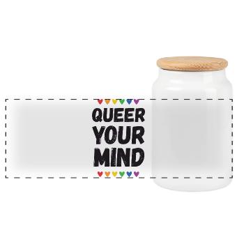 LGBTQ Pride Month - Queer Your Mind - Panoramic Cookie Jar with Wooden Lid - white - Front