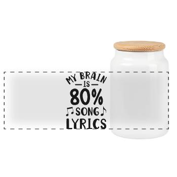 Singer Musician Singing - Panoramic Cookie Jar with Wooden Lid - white - Front