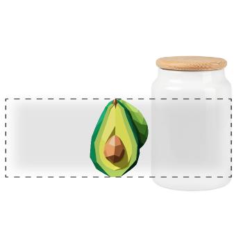 Géométrie géométrique des superaliments végétaliens à l’avocat - Boîte à biscuits avec couvercle en bois - blanc - Devant