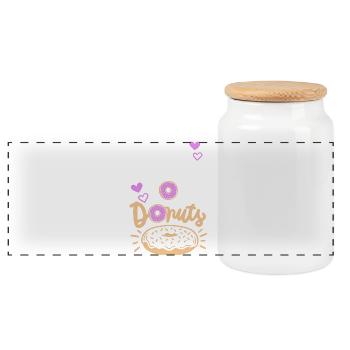 Donuts Donut-Liebhaber - Panorama Keksdose mit Holzdeckel - Weiß - Vorne