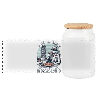 WHEN IN ROME, DO AS THE ROMANS DO - Panoramic Cookie Jar with Wooden Lid - white - Front