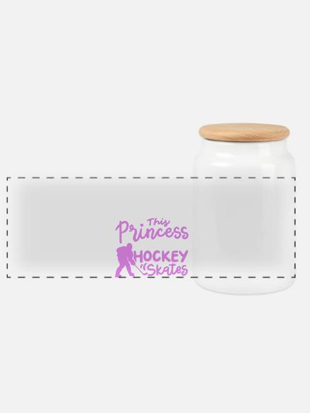 Eishockey Mädchen Hockey Schlittschuhe - Panorama Keksdose mit Holzdeckel - Weiß