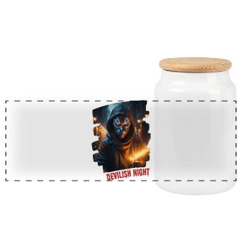DEVILISH NIGHT - Panoramic Cookie Jar with Wooden Lid - white - Front
