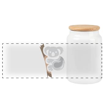 Koala Bear Comic Animal Australia Nature Cartoon Logo - Panoramic Cookie Jar with Wooden Lid - white - Front