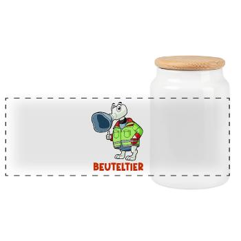 Beuteltier - Notfallmedizin & Anästhesie Buddy - Panorama Keksdose mit Holzdeckel - Weiß - Vorne