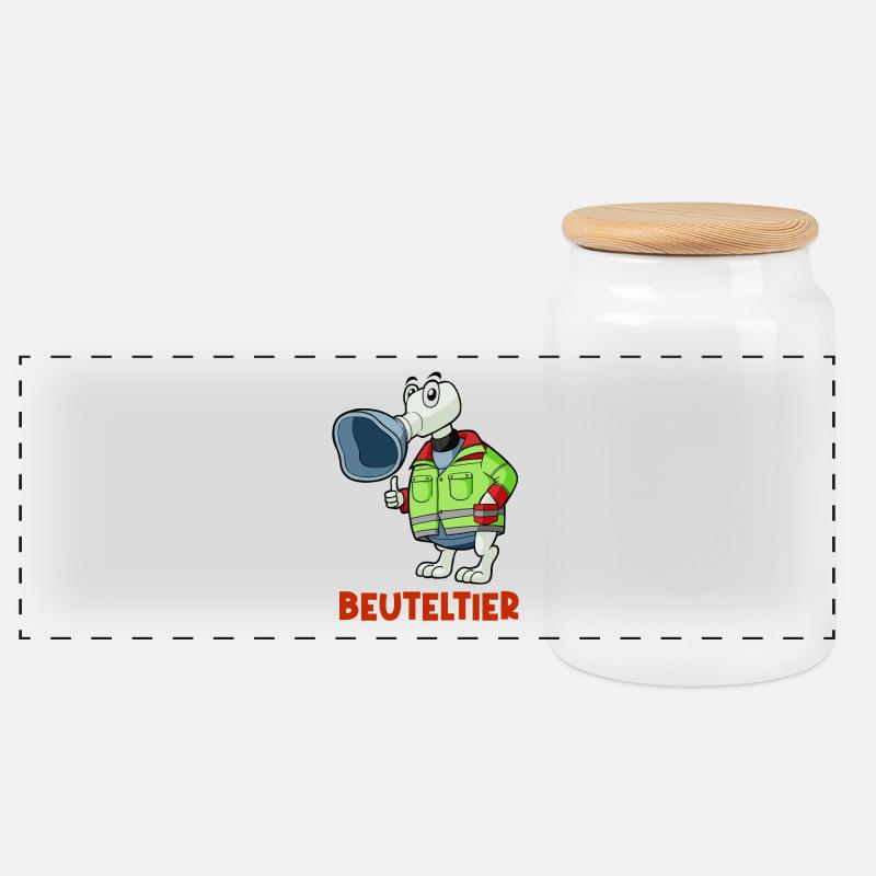 Beuteltier - Notfallmedizin & Anästhesie Buddy - Panorama Keksdose mit Holzdeckel - Weiß