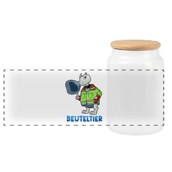 Marsupial / Rescue Service & Anesthesia - Panoramic Cookie Jar with Wooden Lid - white - Front