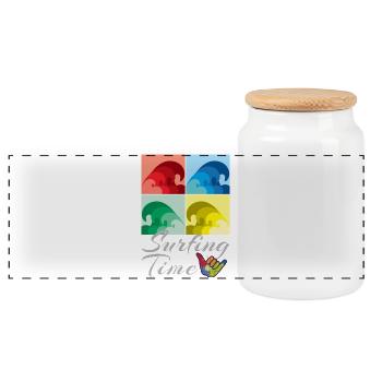 Surfing, Surfing, Surfing Time - Panoramic Cookie Jar with Wooden Lid - white - Front