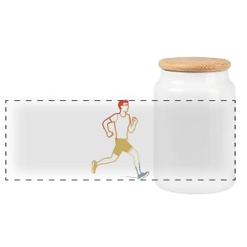 Croquis de jogging rétro - Boîte à biscuits avec couvercle en bois - blanc - Devant
